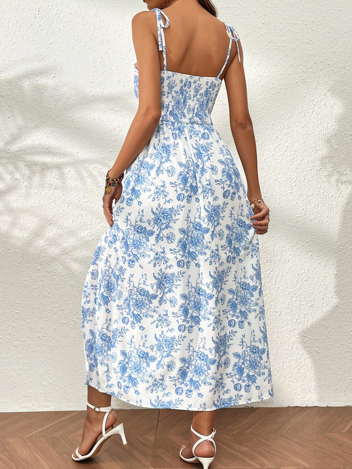 Ditsy Floral Print Knot Shoulder Cami Dress